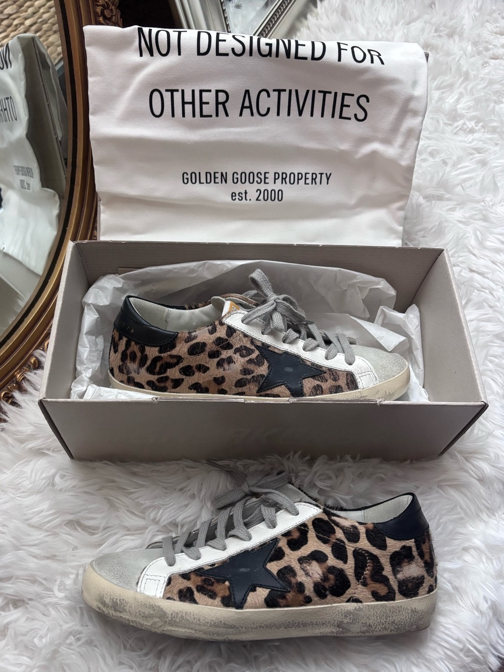 Golden Goose Leopard Print Superstar Sneakers with Black Star